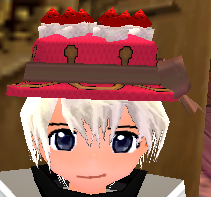 Equipped Strawberry Cake Hat viewed from the front