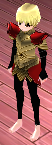Equipped Male Dustin Silver Knight Armor (Red and Gold) viewed from an angle