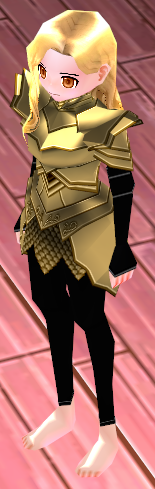 Equipped Female Dustin Silver Knight Armor (Gold) viewed from an angle