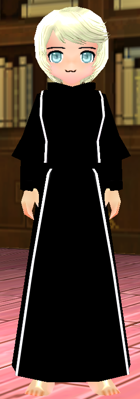Equipped Female Champion Guild Robe viewed from the front with the hood down