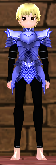 Equipped Male Dustin Silver Knight Armor (Blue) viewed from the front
