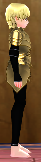 Equipped Male Dustin Silver Knight Armor (Gold) viewed from the side
