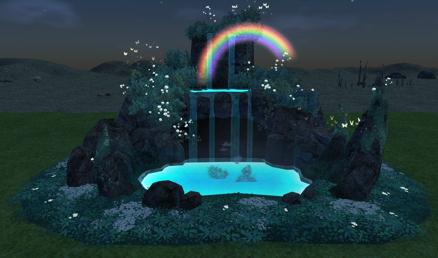 How Homestead Heavenly Waterfall appears at night