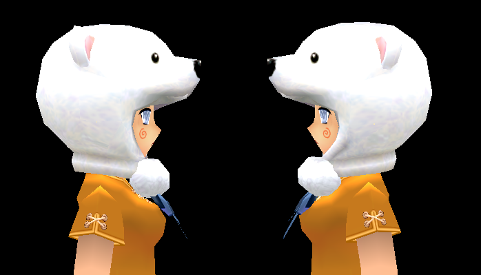 Equipped White Bear Hat (F) viewed from the side