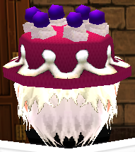 Equipped Grape Cake Hat viewed from the back