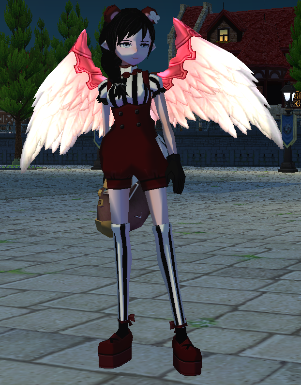 Pink Tiny Holy Guardian Wings Equipped Front Night.png