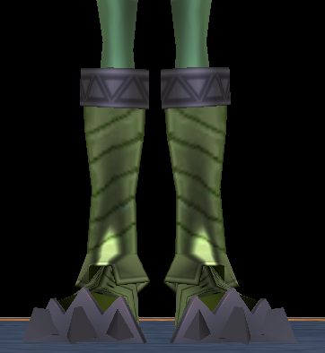 Equipped Dragon Scale Greaves viewed from the front