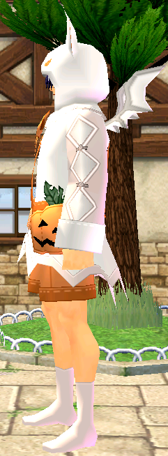 Equipped Giant Pumpkin Bat Costume (M) viewed from the side