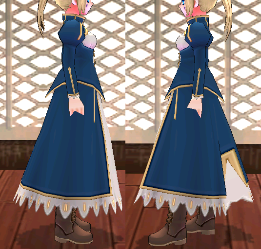 Equipped Saber Dress viewed from the side