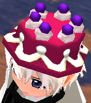 Equipped Grape Cake Hat viewed from an angle