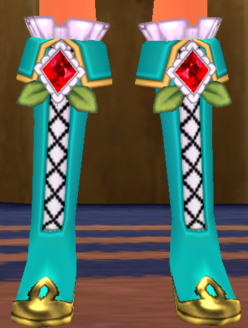 Equipped Ruby Adorned Alchemist Boots (F) viewed from the front