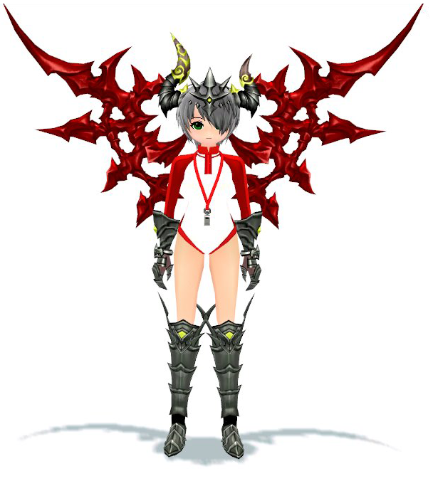 Equipped Bloody Abyss Dragon Bone Wings viewed from the front