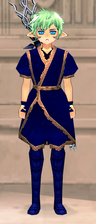 Equipped Advancement Outfit (Magic) viewed from the front
