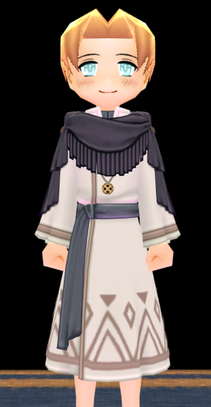 Equipped Moonlit Archaeologist Assistant Outfit viewed from the front with the hood down