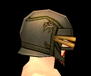 Equipped Tara Infantry Helmet (Giant M) viewed from the side with the visor down