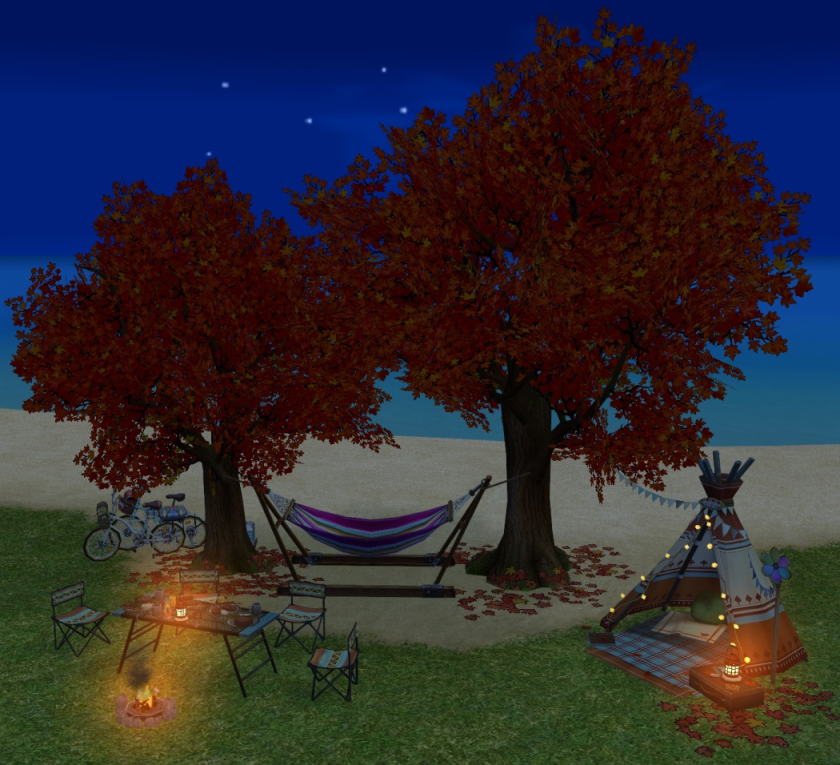 How Homestead Camping Companions Set appears at night