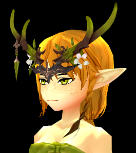 Equipped Horns of the Divine Beast Forehead Decoration (Face Accessory Slot Exclusive) viewed from an angle