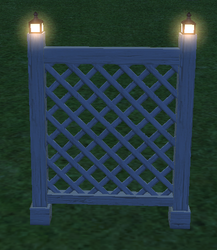 How Homestead Lamplit Wooden Trellis appears at night