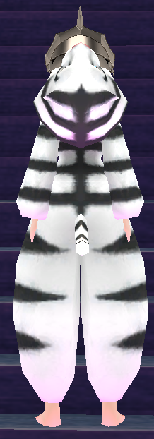 Equipped White Tiger Robe viewed from the back with the hood down