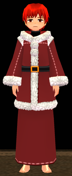 Equipped Santa Suit (M) viewed from the front with the hood down