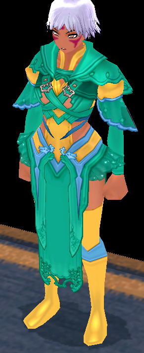 Equipped Mystic Crystal Outfit (F) viewed from an angle