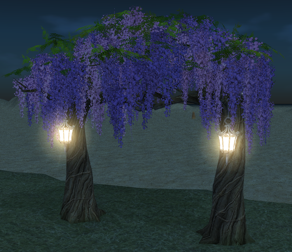 How Homestead Wisteria Arch appears at night