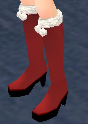 Equipped Santa Boots (F) viewed from an angle