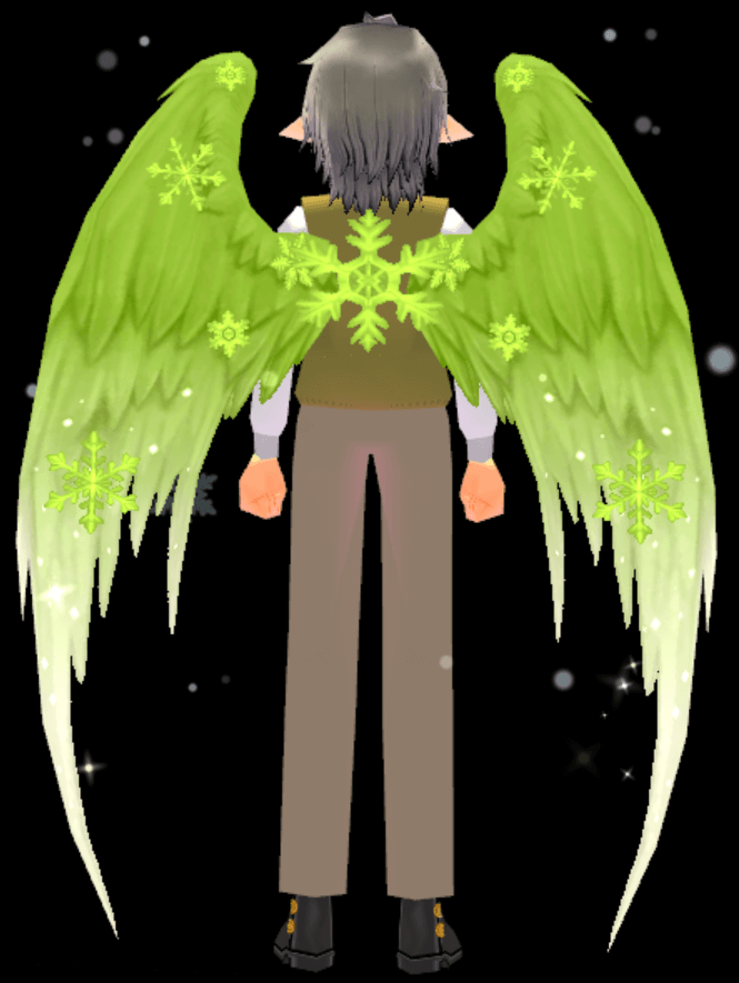 Equipped Grassy Frostblossom Wings viewed from the back