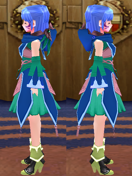Equipped Female Gamyu Wizard Robe Set viewed from the side with the hood down