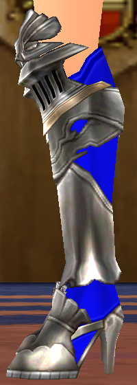 Equipped Avelin's Greaves (Dyed) viewed from the side