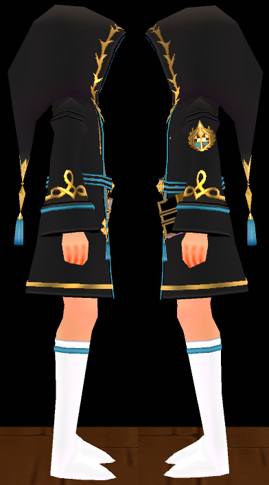 Equipped Magic Academy Robe for Juniors (M) viewed from the side with the hood up
