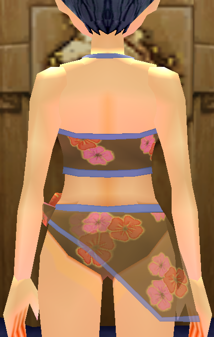 Equipped Swimsuit (Floral Print) (F) viewed from the back