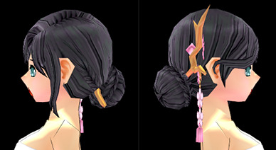 Equipped Cherry Blossom Wig and Hair Piece (F) viewed from the side