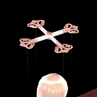 Equipped Peach Royal Marionette Halo viewed from an angle