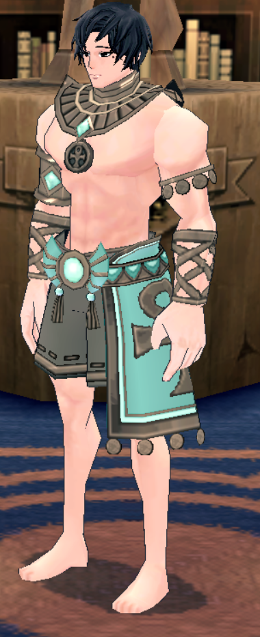 Equipped Giant Desert Guardian Outfit (M) (Dyed) viewed from an angle