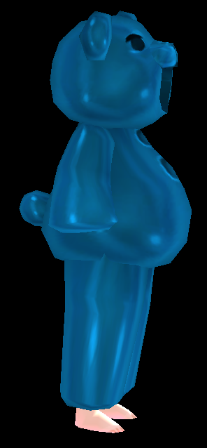 Equipped Gummy Bear Costume viewed from the side with the hood down