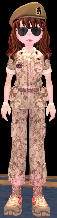 Equipped Female Desert Soldier Set viewed from the front