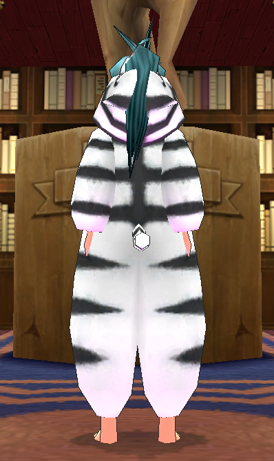Equipped White Tiger Robe (Expiring) viewed from the back with the hood down