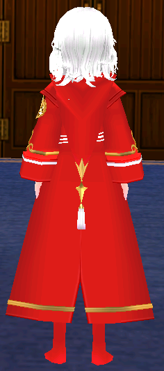 Equipped Magic Academy Robe for Seniors (F) viewed from the back with the hood down