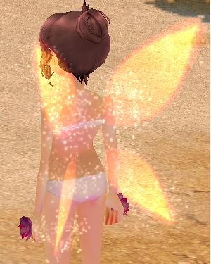 Equipped Golden Sprite Wings viewed from an angle