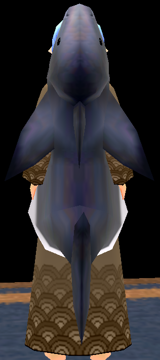 Equipped Shark Robe viewed from the back with the hood down