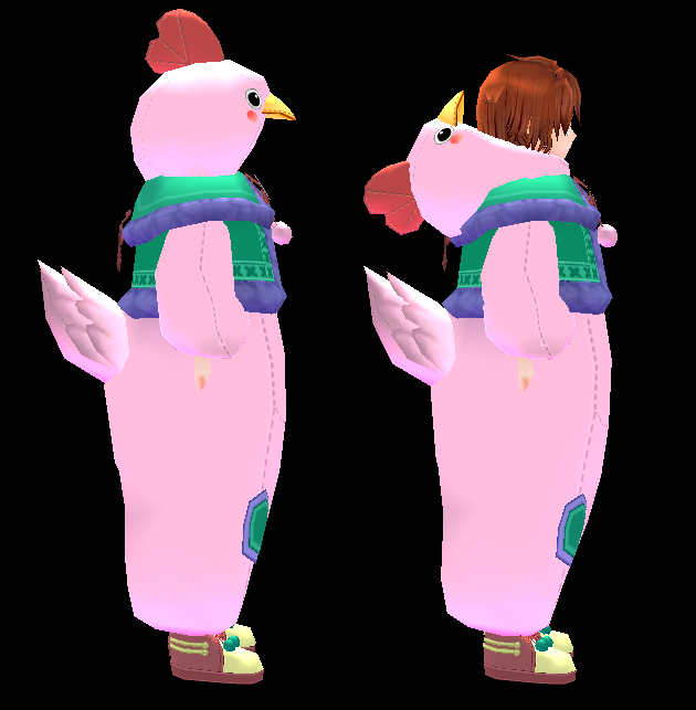 Equipped Cuddly Chicken Set viewed from the side