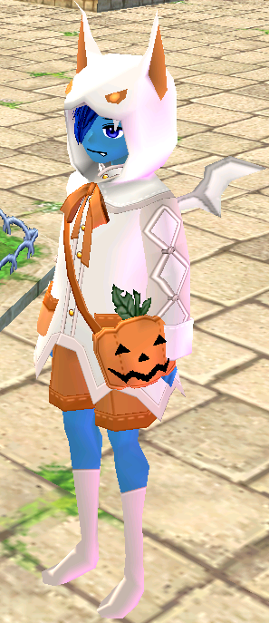 Equipped Pumpkin Bat Costume (M) viewed from an angle