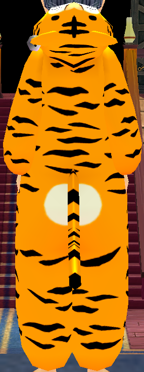 Equipped Tiger Robe viewed from the back with the hood down