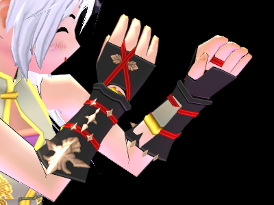 Equipped Inquisitor's Untarnished Gloves (F) viewed from an angle