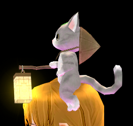 Equipped Lantern Cat Support Puppet viewed from the side