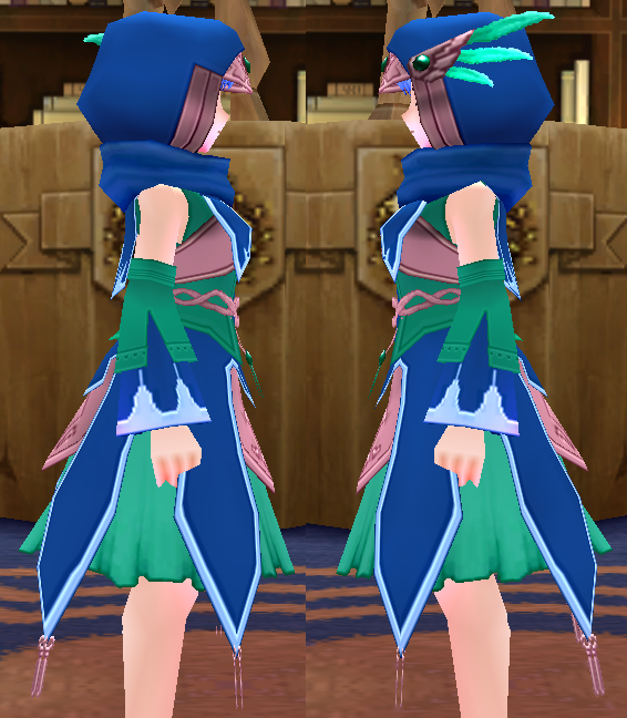 Equipped Gamyu Wizard Robe Armor (F) viewed from the side