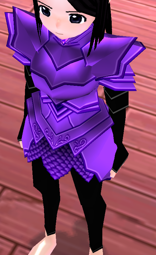Equipped Female Dustin Silver Knight Armor (Purple) viewed from an angle