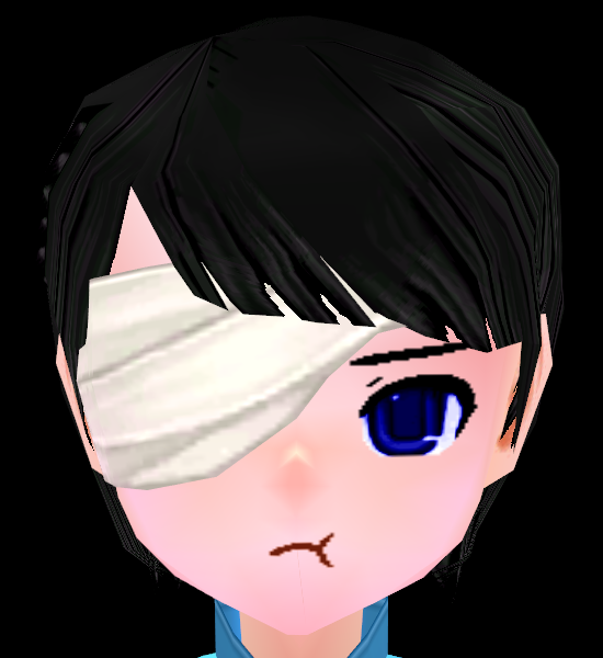 Equipped One-eyed Face Bandage (Face Accessory Slot Exclusive) viewed from the front