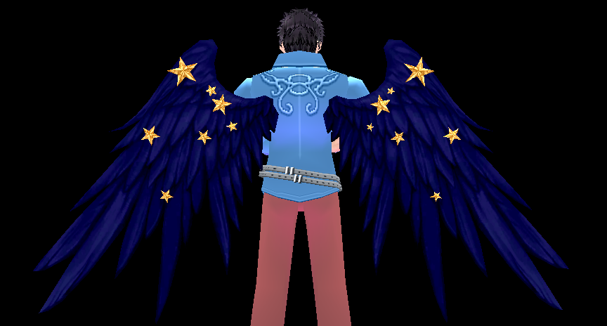 Equipped Blue Star-dusted Wings viewed from the back